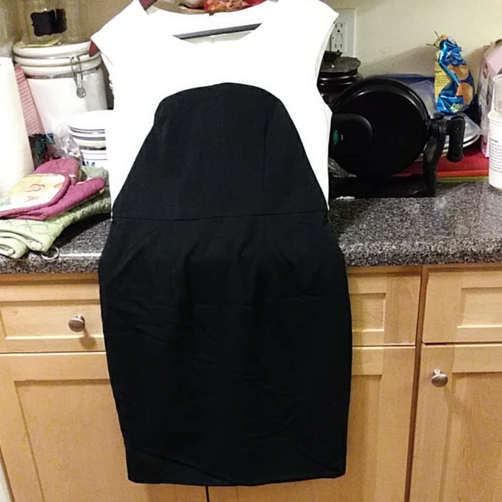 calvin Klein Sz 6 color block b&w dress
